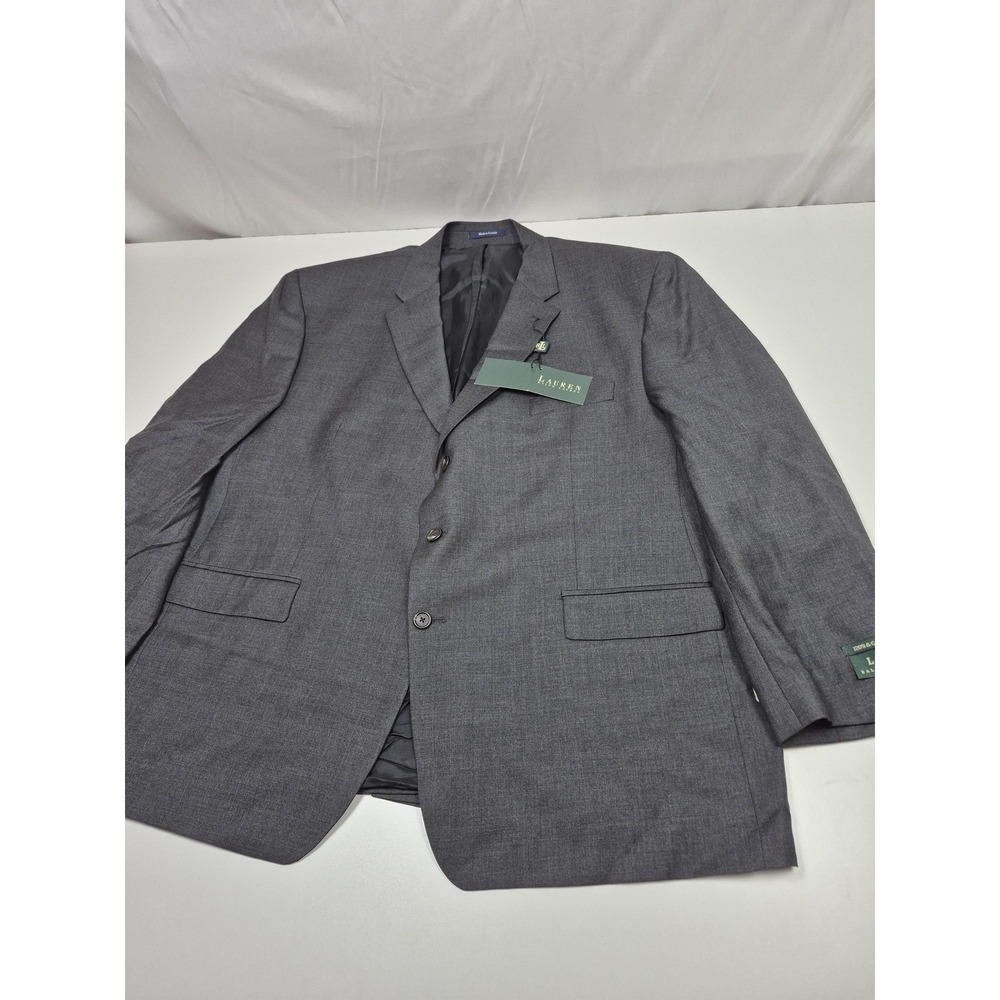 VTG Lauren Ralph Lauren Suit Mens 54 Gray Super 120s Wool Cashmere 2 Piece 50x36 - Picture 2 of 16